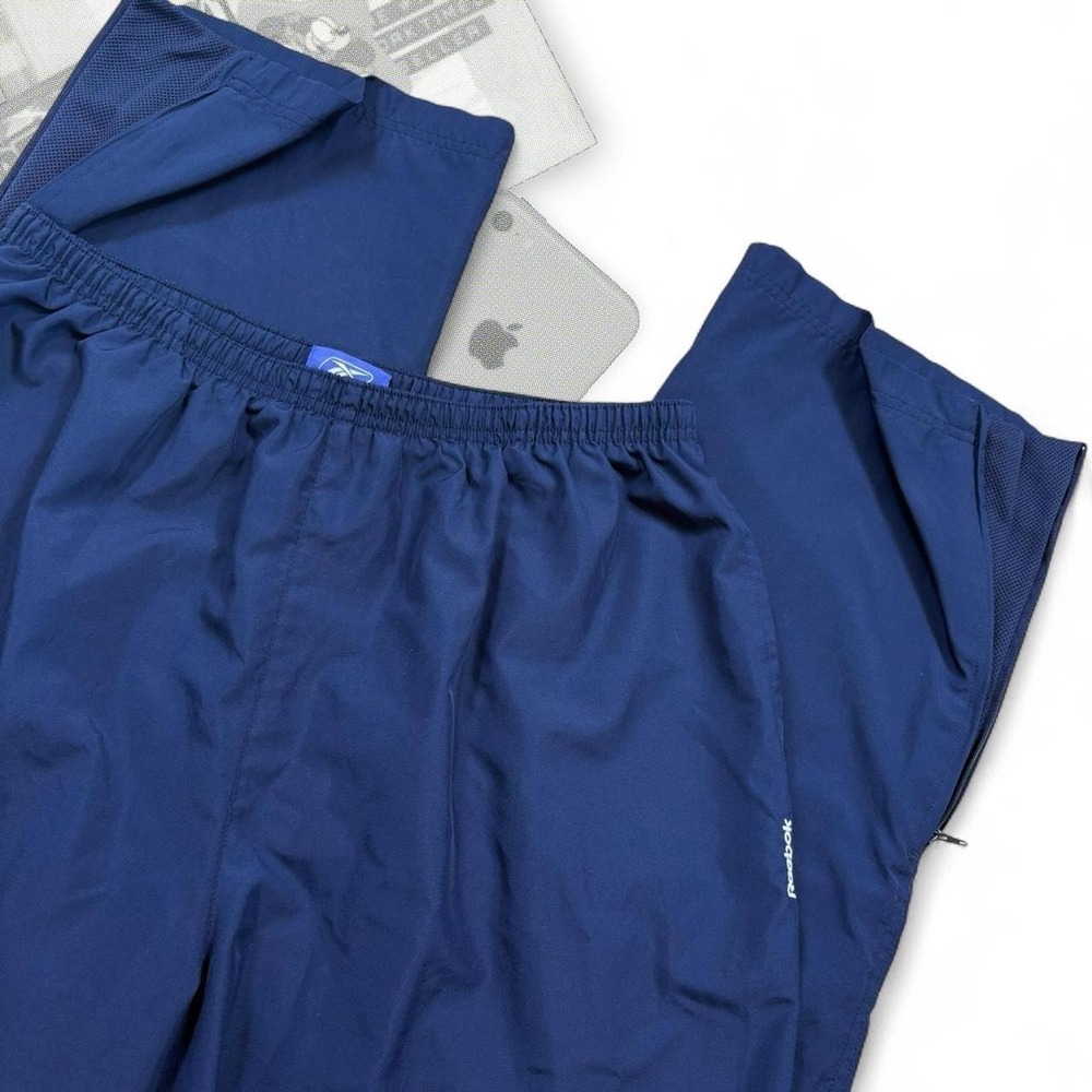 Vintage Y2K Baggy Wide Leg Navy Blue Reebok Track Pants W/ Quarter Zips